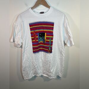 VTG Nancy Lenches "Serape" Chili Pepper Wearable Art Tee Size XL Southwest Style